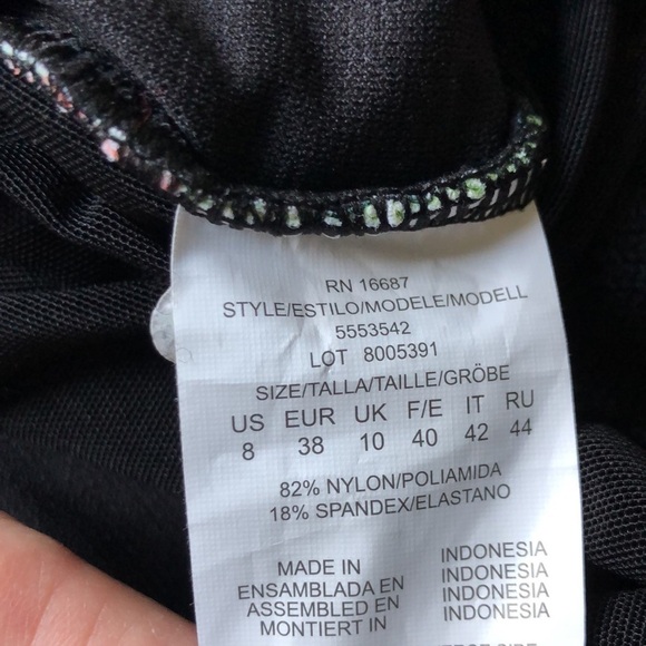 Swim Solutions Off The Shoulder Ruffle One Piece Swimsuit Size 8 Black Multi - Picture 8 of 14